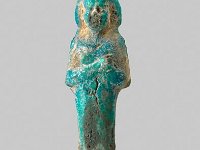 Aeg F 60  Aeg F 60, Dritte Zwischenzeit, Uschebti, Blaue, poröse Fayence, H 8,6 cm, B 2,7 cm, T 1,5  cm : Bestandskatalog Ägypten, Museumsfoto: Claus Cordes